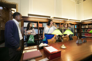 Students visiting the library